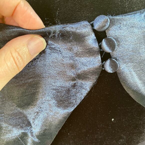 ASOS DESIGN Cowl Neck Mini Dress With Drape Skirt Blue Satin Size 14. NEW - Picture 9 of 15